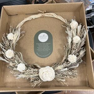 Floral Wreath - Tan and Cream 12 inch